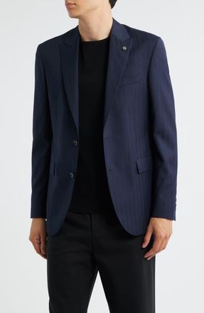 AllSaints Rawdon Slim Fit Stripe Super 100s Wool Sport Coat in Navy at Nordstrom, Size 40 Regular