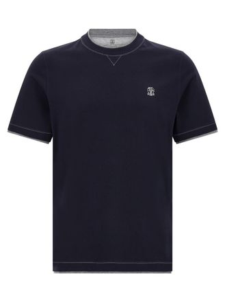 Brunello Cucinelli Blue Double Layer T-shirt