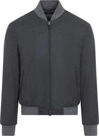 Canali Wool Bomber Jacket - Heren - Bomber jackets - Grijs - XL - Wol - Jassen