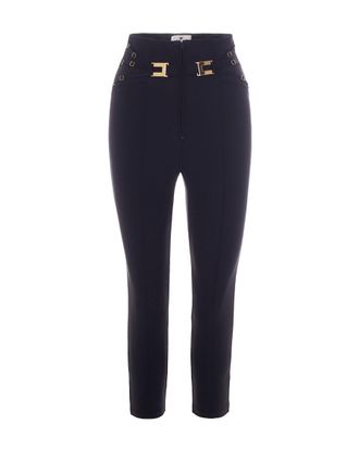 Elisabetta Franchi Black Skinny Flat Front Pants