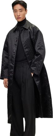 HUGO BOSS Mens Geometric Patterned Point Collared Coat in Black - Size 42 (Chest)