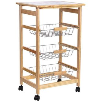 Wanderlust Deco Carro de cocina de madera 47x37x79h cm