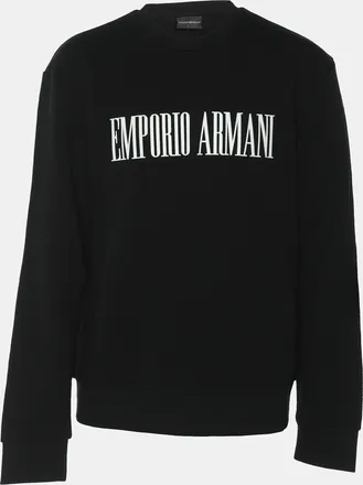 Emporio Armani Black Jersey Logo Print Cotton Sweatshirt