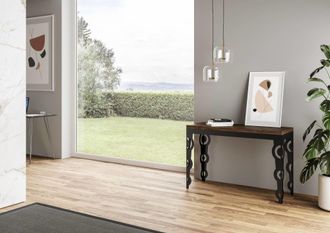 Itamoby Mesa tipo libro 120x45/90 cm efecto madera nogal, hierro