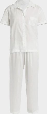 Pour Les Femmes Cotton Lawn Short-Sleeve Crop Pajama Set