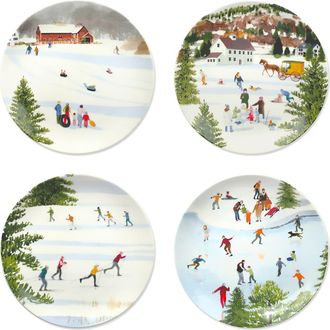 Caskata X Felix Doolittle Winter Wonderland Plates, Mixed Set of 4 - Porcelain in Multi at Nordstrom
