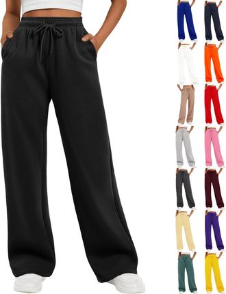 Generic Joggers for Women UK Womens Clothing Wide Leg Trousers Sweatpants Lounge Pants Tracksuit Bottoms Baggy Ladies Trousers Jogging Bottoms Fleece Lined St
