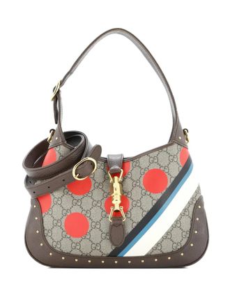 Gucci Jackie 1961 Studded Printed GG Coated Canvas Small hobo bag - Bruin