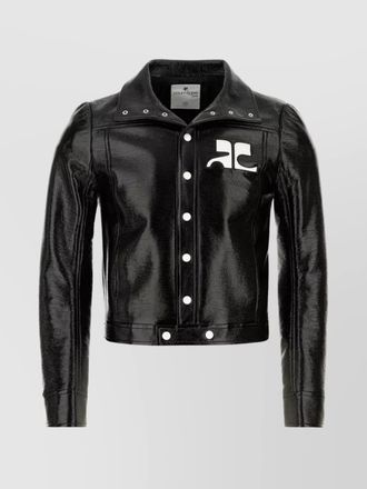 Courr&egrave;ges vinyl blazer with cropped length and structured shoulders