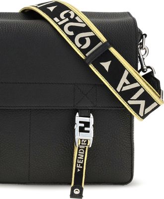 Fendi Mens Crossbody Bag Flow Mess Roman Leather Black Calf Shoulder