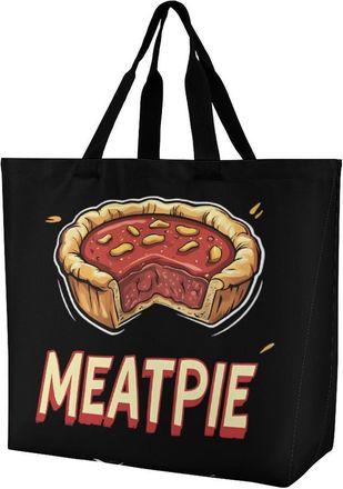 Generic Meat Pie Reusable Shopping Bags Large Capacity Grocery Bag Heavy Duty Tote for Women 40x40x16cm