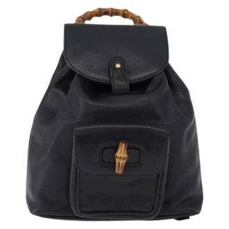 Gucci Pre-owned Leather Backpack - Dames - Pre-owned - Zwart - Maat: ONE Size Leer