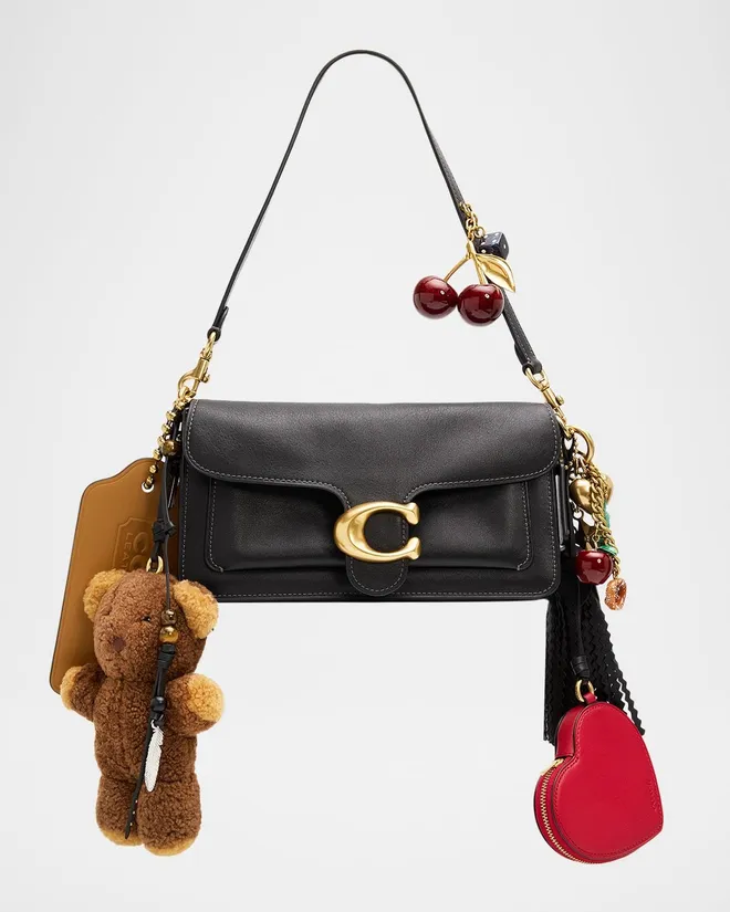 Tabby Grain Leather Shoulder Bag with Charms