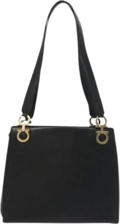 Ferragamo Pre-owned Shoulder Bags, female, Black, Size: ONE SIZE Pre-owned Leather Shoulder Bag