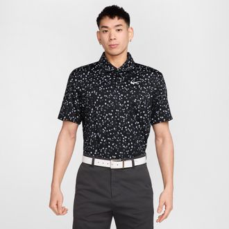 Nike Mens Dri-FIT Tour Floral Golf Polo in Black | DX6089-010