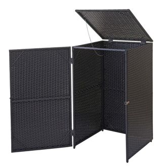 Hhg D&eacute;coshop26 - Cubo De Basura Exterior Refugio Contenedores De Basura 110x65x66 Cm Polirrat&aacute;n Negro 120 Litros 040002857