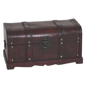 Hhg Hhg - Baule Forziere Valencia Decorativo Legno Bordi Arrotondati 29x57x30cm Versione L
