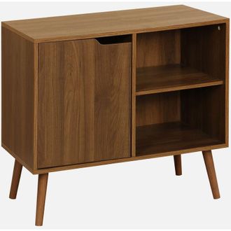 Sweeek Sweeek - Credenza effetto noce 1 anta, 2 ripiani, 80cm