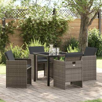vidaXL Conjunto De Comedor De Jard&iacute;n 5 Pcs Gris Rat&aacute;n Sint&eacute;tico Vidaxl