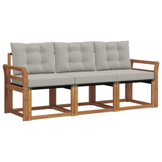 vidaXL Conjunto De Sof&aacute;s De Exterior 3 Pcs Gris Natural Y Claro Vidaxl