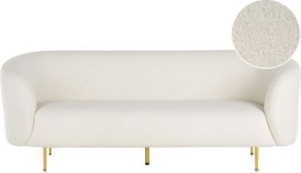 Beliani Beliani - Sof&aacute; 3 Plazas De Poli&eacute;ster Blanco Dorado Boucl&eacute; Suave Patas Retro Glamour Loen