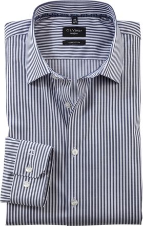 Olymp Mens Long-Sleeved Shirt No. Six, Roman Stripes, No 6 Six, 21 New York Kent-2, Marine 18, 16
