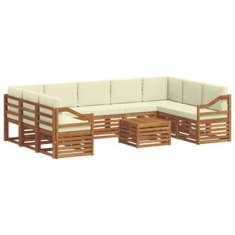 vidaXL Conjunto De Sof&aacute;s De Exterior 10 Uds. Natural Y Crema Vidaxl