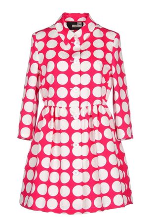 Moschino Love Moschino Red & White Polka Dot Tretch Coat Size XS