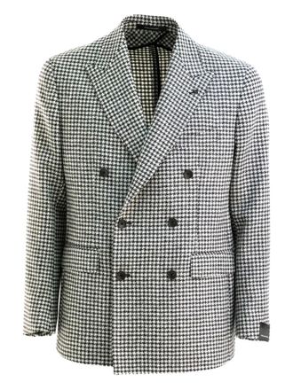 Tagliatore houndstooth double-breasted blazer - men - Fabric - 50 - Black