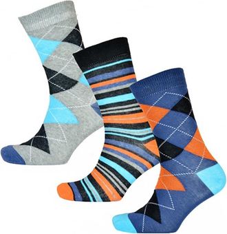 Tom Franks Three Pairs of Mens Cotton Rich Argyle Socks in Pack 2, size: One Size