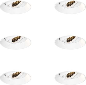 QAZQA Qazqa - Set of 6 Modern Recessed Spotlights White GU10 Round Trimless - Oneon Honey