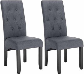 Woltu Coppia Sedie da Cucina Sala da Pranzo Ristorante con Schienale Gambe Legno Grigio Scuro (Lino) - Woltu