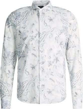 Joop Linnen en Katoenen Overhemd met Paisleyprint - Heren - Casual Overhemden - Veelkleurig - 5XL - Katoen - Overhemden