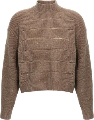 Brunello Cucinelli Dames, Truien, Bruin, Maat: 2XS Wol