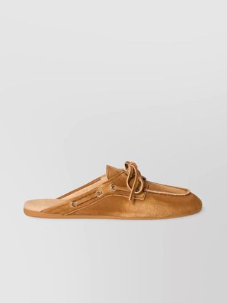 Miu Miu faded suede lace detail round toe mules