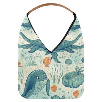 Generic Underwater World Animals Reusable Lightweight Grocery Bags - Foldable Into Compact Pouch, Washable & Sturdy, Multipurpose for Shopping and Travel