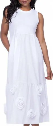 Elliott Lauren Rose Midi Dress In White