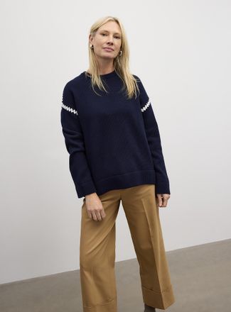 Contemporaine Womens Contrasting overcast pure cotton sweater