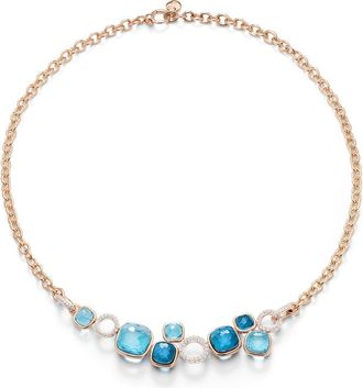 POMELLATO Nudo Sky Blue Topaz & Diamond Pav&eacute; Necklace in Rose/white Gold/blue Topaz at Nordstrom, Size 18