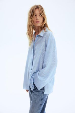H&M Oversized Shirt in Light Blue/striped at Nordstrom, Size X-Small
