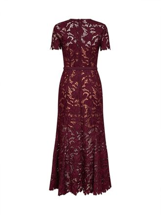Self Portrait Macram&eacute; Lace Midi Dress - Burgundy