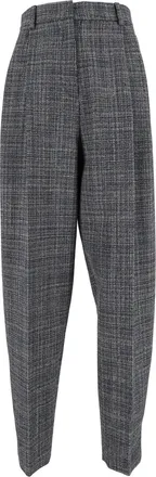 Fabiana Filippi Night Blue Checkered Pleated Carrot-Fit Pants