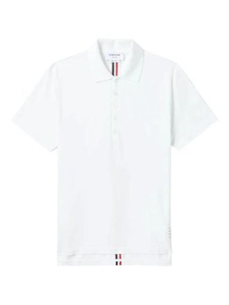Thom Browne striped short-sleeve polo shirt - men - Cotton - 5 - White
