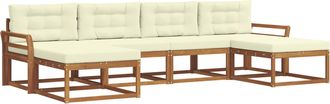 vidaXL Conjunto De Sof&aacute;s De Exterior 6 Uds. Natural Y Crema Vidaxl