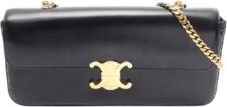 Celine Pre-owned Claude Triomphe Large Shoulder Bag - Dames - Vintage Schoudertas - Zwart - ONE Size - Leer - Vintage