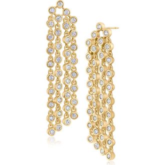 Kenneth Jay Lane Bezel Cubic Zirconia Fringe Earrings in Gold Plated at Nordstrom