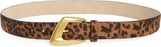Vince Camuto Asymmetrical Buckle Faux Leather Belt in Leopard at Nordstrom Rack, Size X-Large