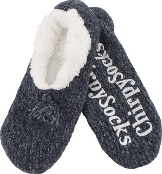 BambooMN Adult Super Soft Warm Microfibre Cozy Fuzzy Slippers Non-Slip Lined Socks - Fancy Black - X-Large (UK Size 8-9)