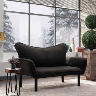 Dmora Sof&aacute; Cama 2 Plazas Hone, Con Contenedor, Reposabrazos, Asientos 2, 140x65 Cm Negro