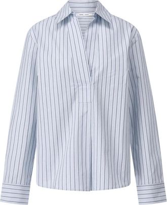 Samsøe & Samsøe Overhemden, Dames, Blauw, S, Katoen, Gestreepte Blouse met Relaxte Pasvorm